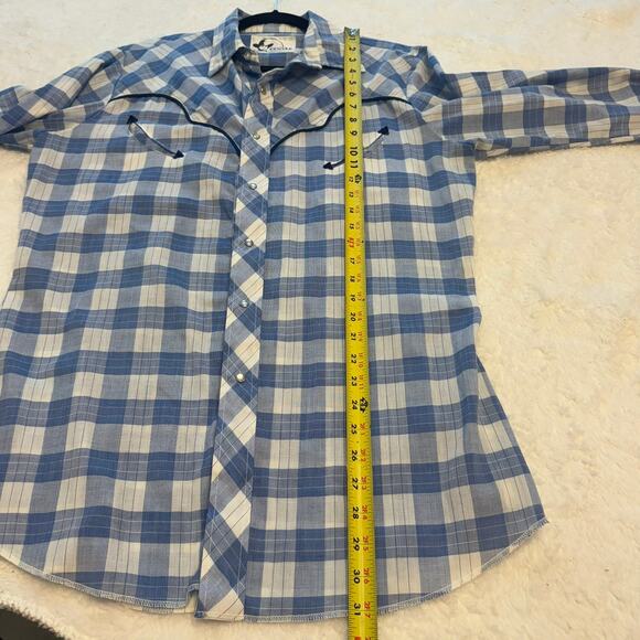Denver Manufacturing Western Pearl Snap Button Down Plaid Long Sleeve Shirt Sz L - Picture 7 of 7